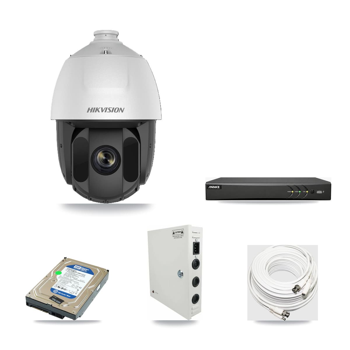 Hikvision & ANNKE 4-Channel 2MP CCTV Kit — 1 DS-2AE5225TI PTZ Camera + 500GB Recording - Image 1