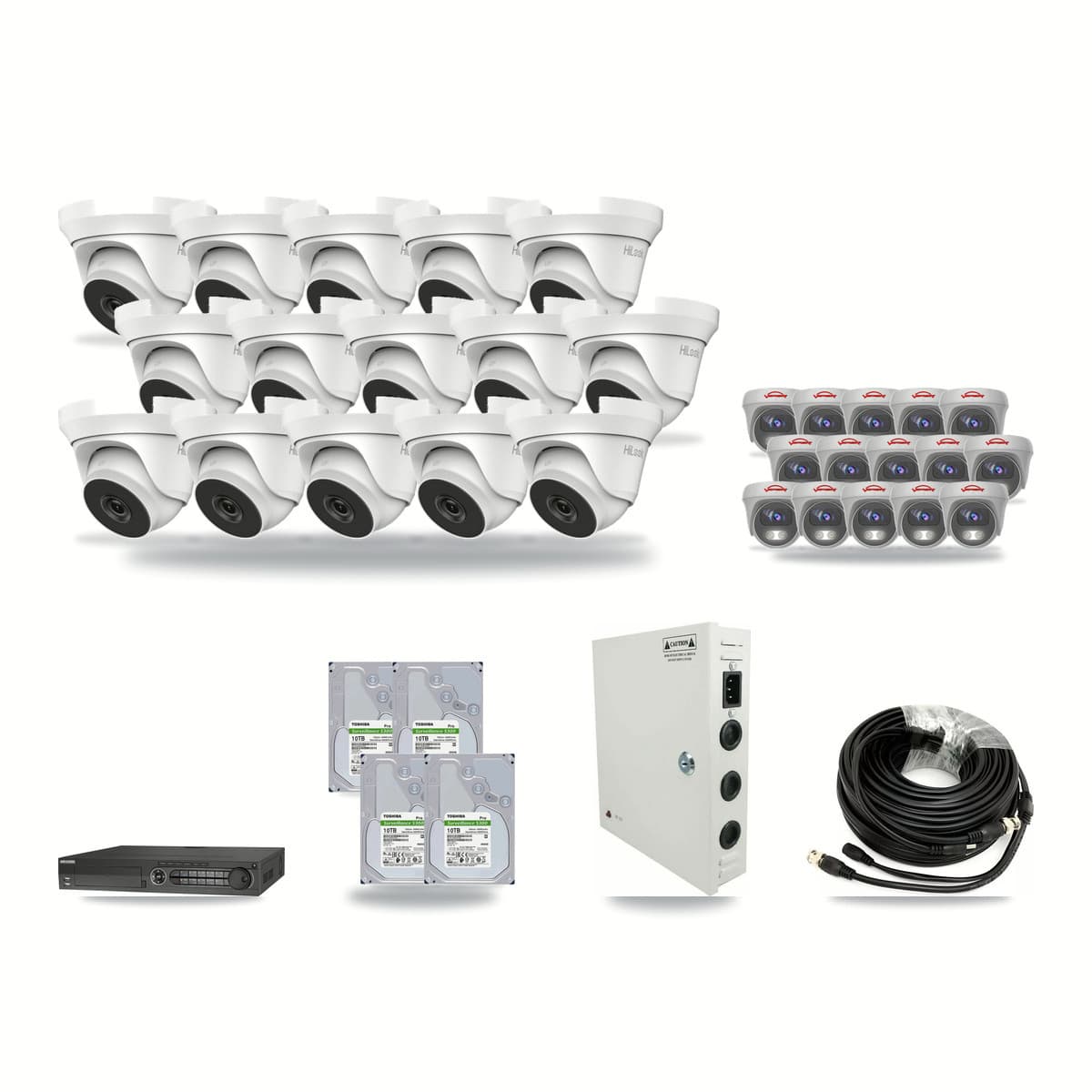 32-Channel 4MP – 5MP CCTV Kit — 15 4MP Turret + 15 5MP Cameras + 4× 10TB Recording - Image 1