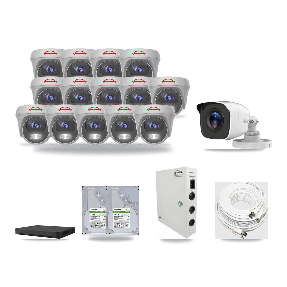 16-Channel 4MP – 5MP CCTV Kit — 1 4MP Bullet + 14 5MP Cameras + 2× 10TB Recording - Image 1