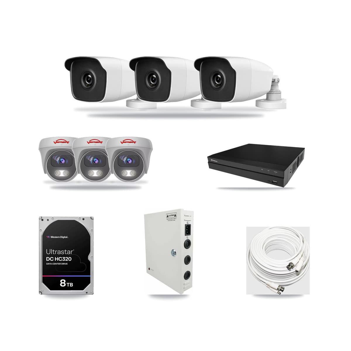 8-Channel 3MP – 5MP CCTV Kit — 3 3MP Bullet + 3 5MP Cameras + 8TB Recording - Image 1