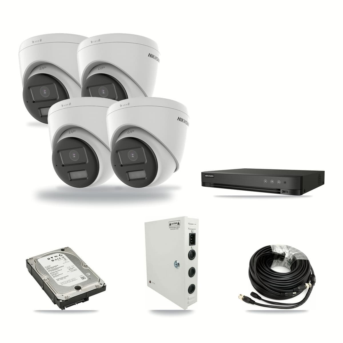 Hikvision 4-Channel 4K CCTV Kit — 4 DS-2CE78U0T Turret Cameras + 5TB Recording - Image 1
