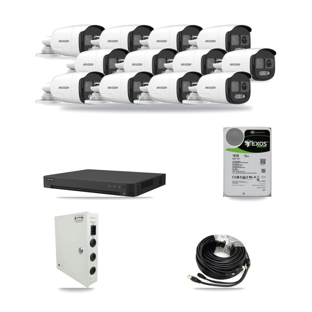 Hikvision 16-Channel 5MP CCTV Kit — 12 DS-2CE12KF3T Bullet Cameras + 16TB Recording - Image 1
