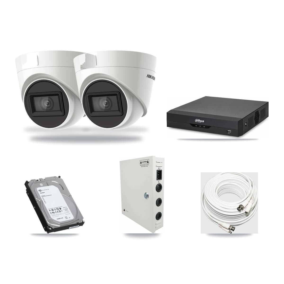 Hikvision & Dahua 4-Channel 4K CCTV Kit — 2 DS-2CE78U1T Turret Cameras + 6TB Recording - Image 1
