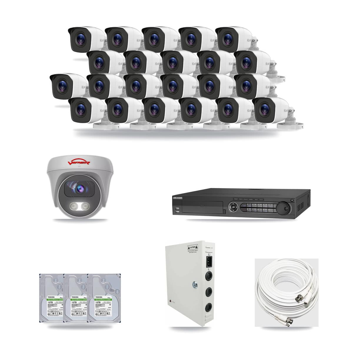 32-Channel 4MP – 5MP CCTV Kit — 22 4MP Bullet + 1 5MP Cameras + 3× 10TB Recording - Image 1