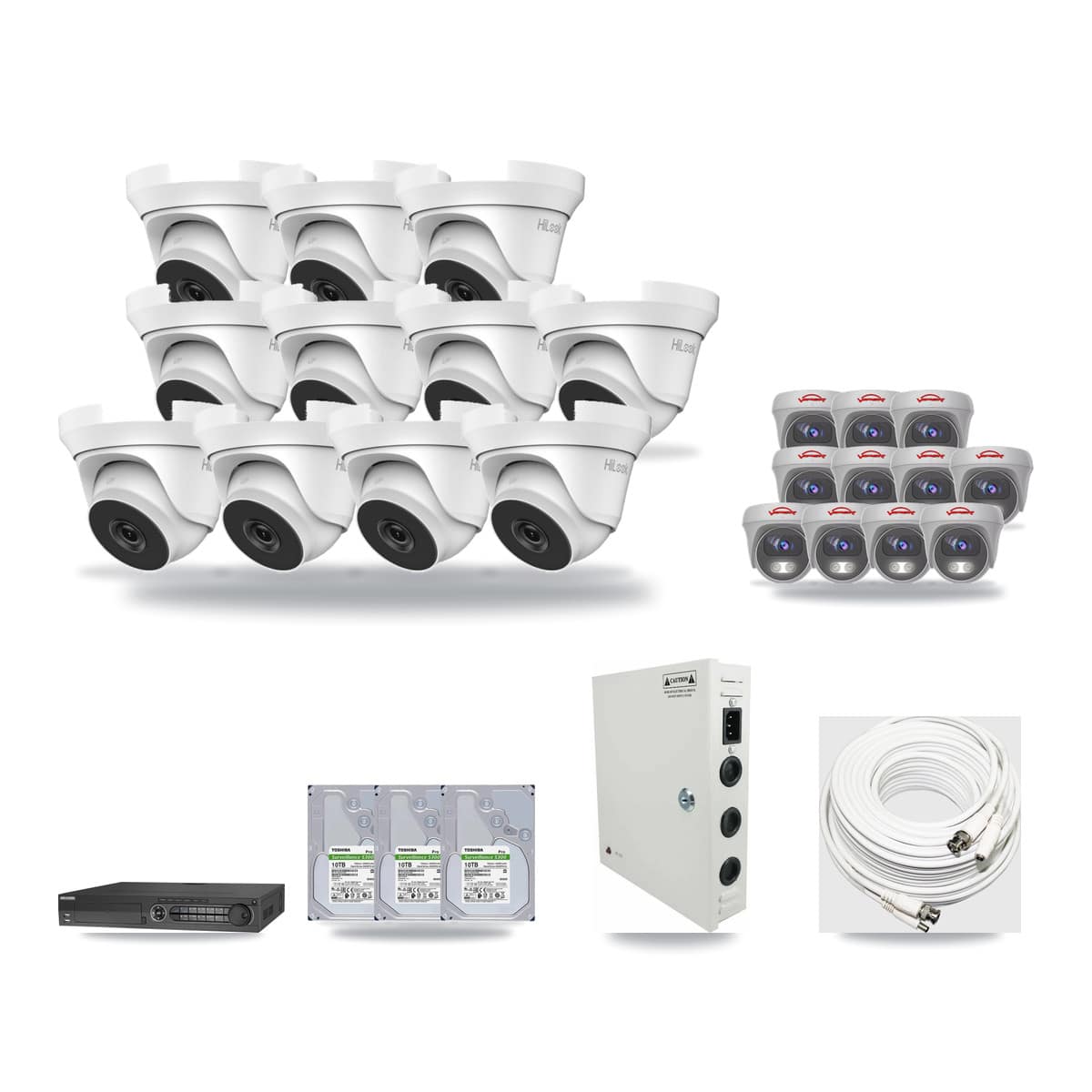 32-Channel 4MP – 5MP CCTV Kit — 11 4MP Turret + 11 5MP Cameras + 3× 10TB Recording - Image 1