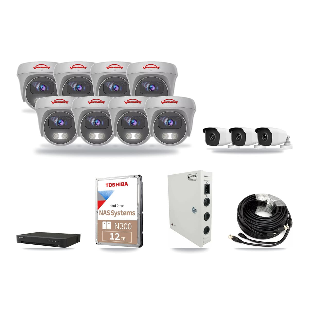 16-Channel 3MP – 5MP CCTV Kit — 3 3MP Bullet + 8 5MP Cameras + 12TB Recording - Image 1