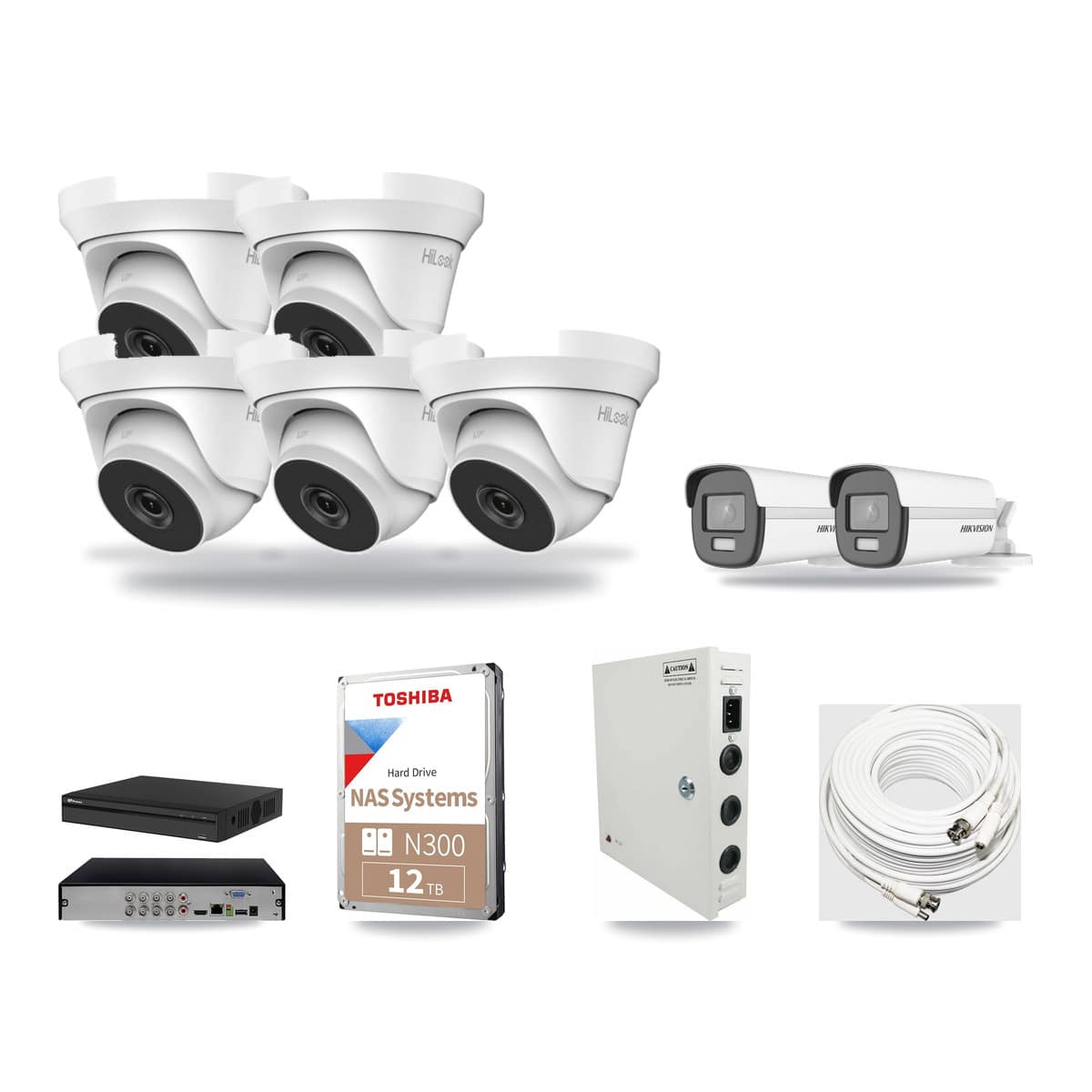 8-Channel 4MP – 4K CCTV Kit — 2 4K Bullet + 5 4MP Turret Cameras + 12TB Recording - Image 1