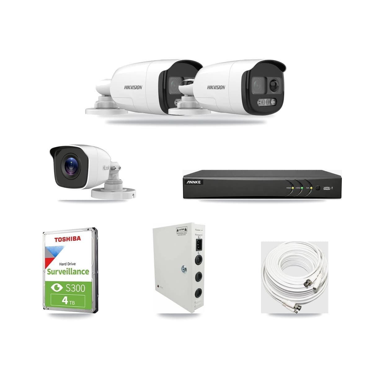 4-Channel 4MP – 5MP CCTV Kit — 2 5MP + 1 4MP Bullet Cameras + 4TB Recording (AN-DV4-8MP Recorder) - Image 1