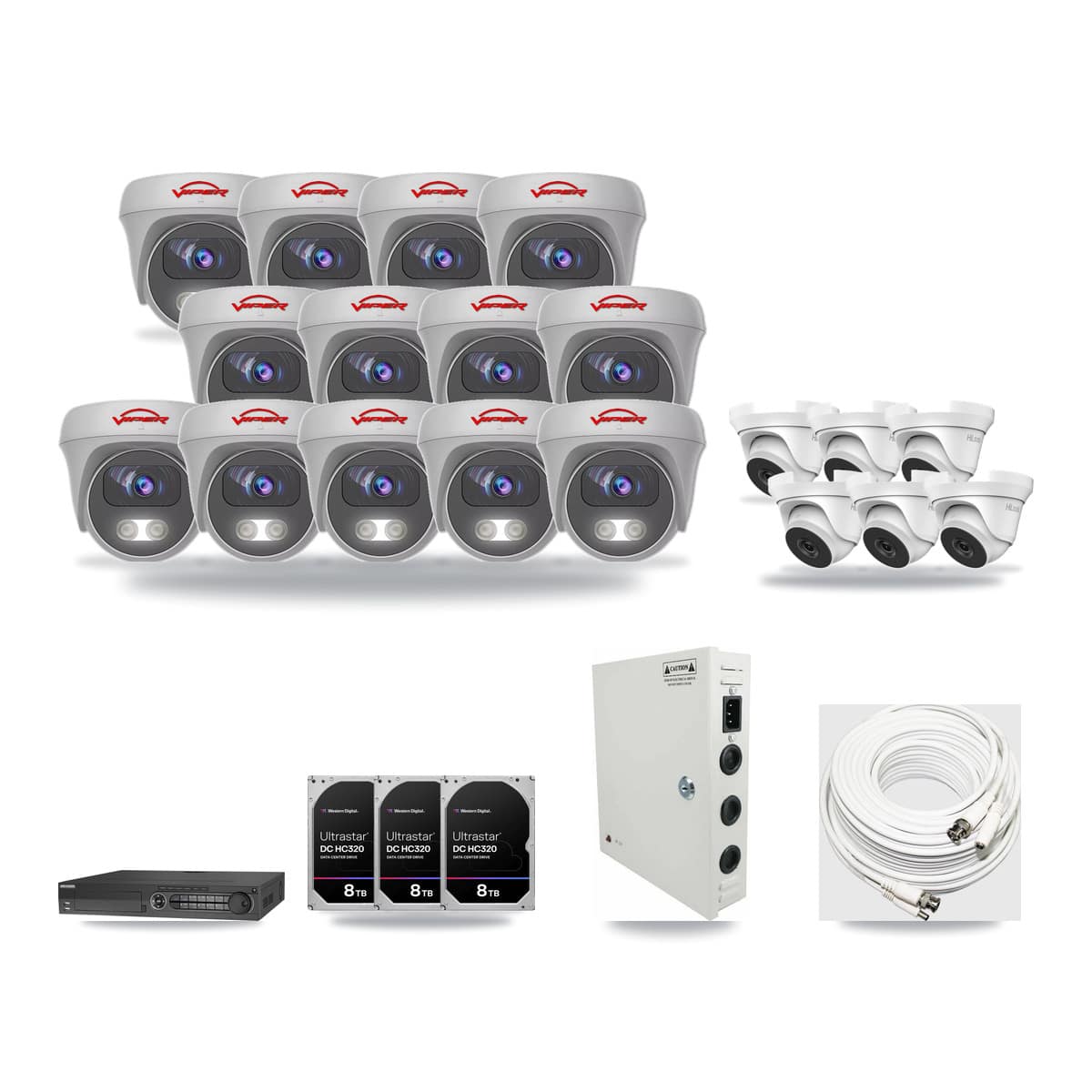 32-Channel 4MP – 5MP CCTV Kit — 6 4MP Turret + 13 5MP Cameras + 3× 8TB Recording - Image 1