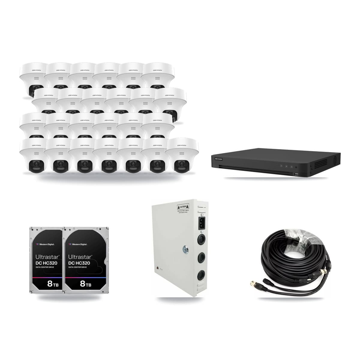 Hikvision 32-Channel 5MP CCTV Kit — 25 Turret Cameras + 2× 8TB Recording - Image 1