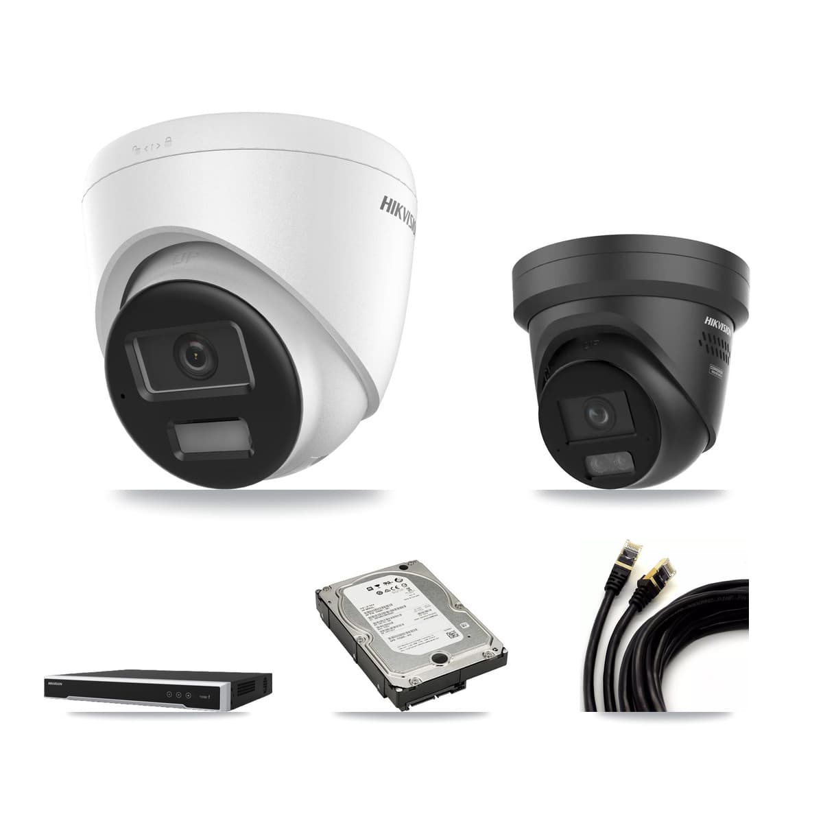 Hikvision 8-Channel 4K CCTV Kit — 1 DS-2CD1383G2 + 1 DS-2CD2387G3 Turret Cameras + 5TB Recording - Image 1