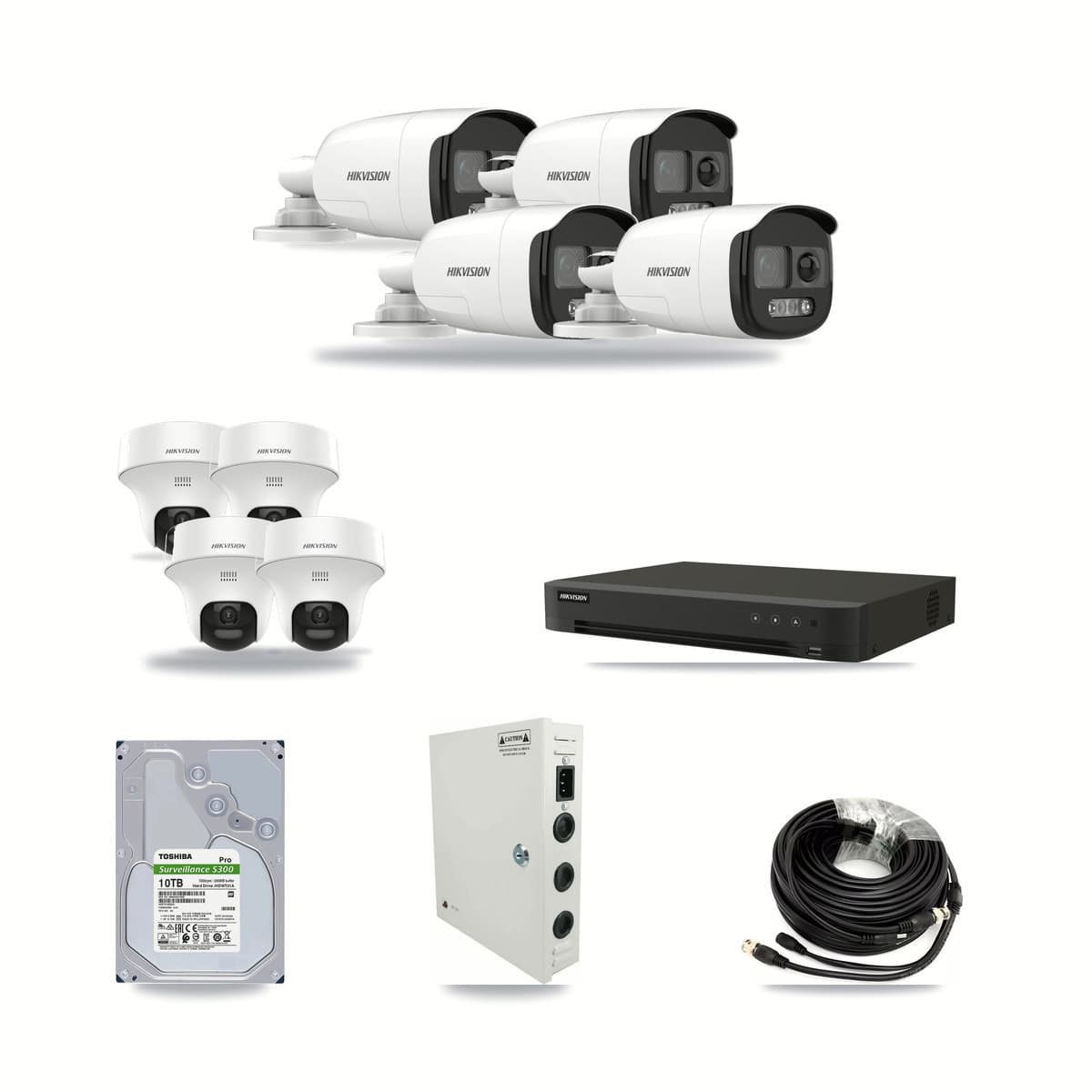 Hikvision 16-Channel 5MP CCTV Kit — 4 DS-2CE12KF3T Bullet + 4 DS-2CE70K0T Turret Cameras + 10TB Recording - Image 1