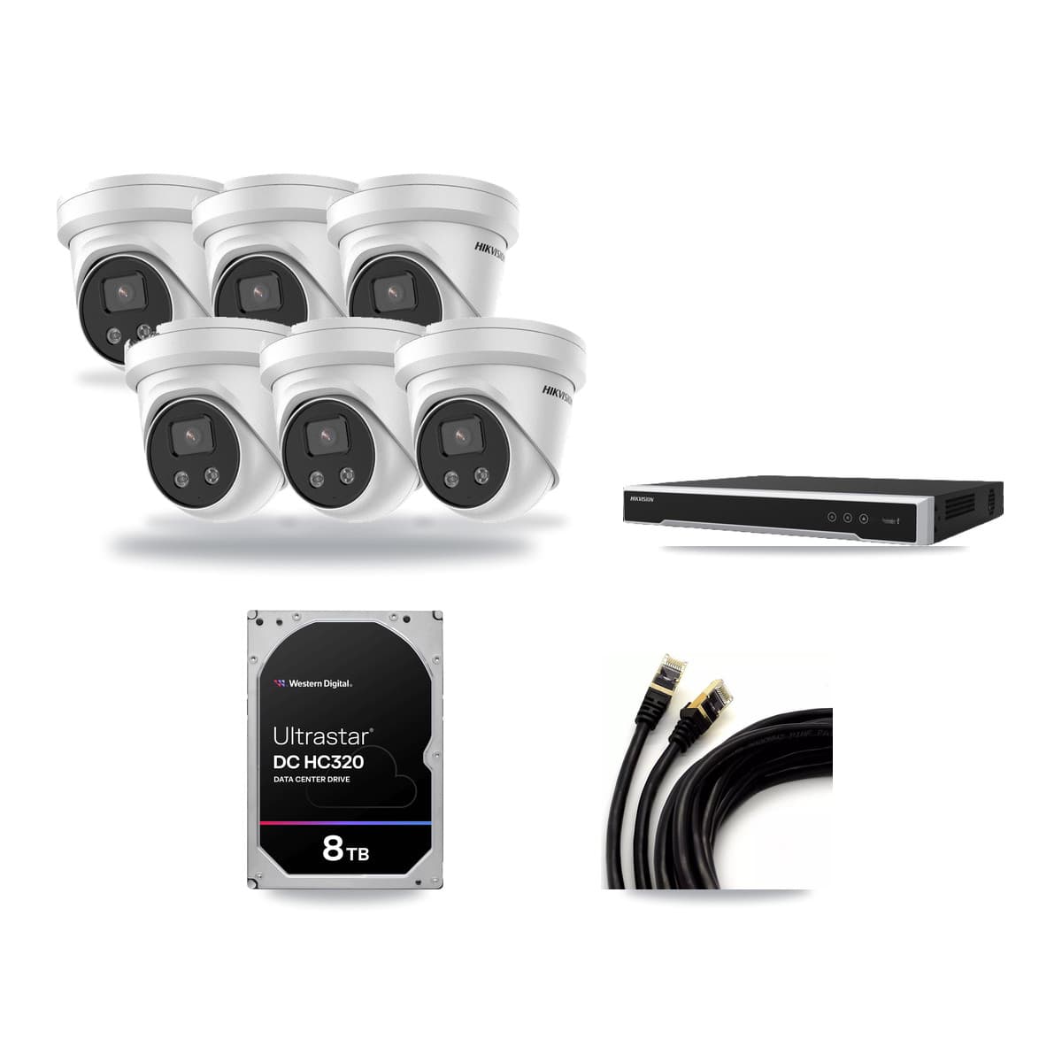 Hikvision 8-Channel 5MP CCTV Kit — 6 DS-2CD3356G2 Turret Cameras + 8TB Recording - Image 1