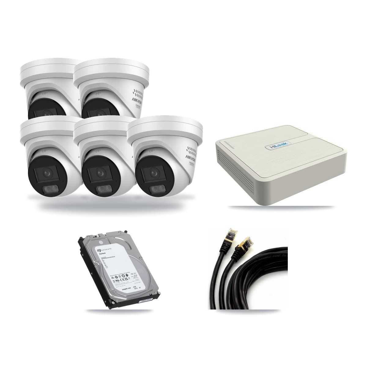HiLook 8-channel CCTV kit: 5 cameras (5× 4MP Turret), 6TB hard drive