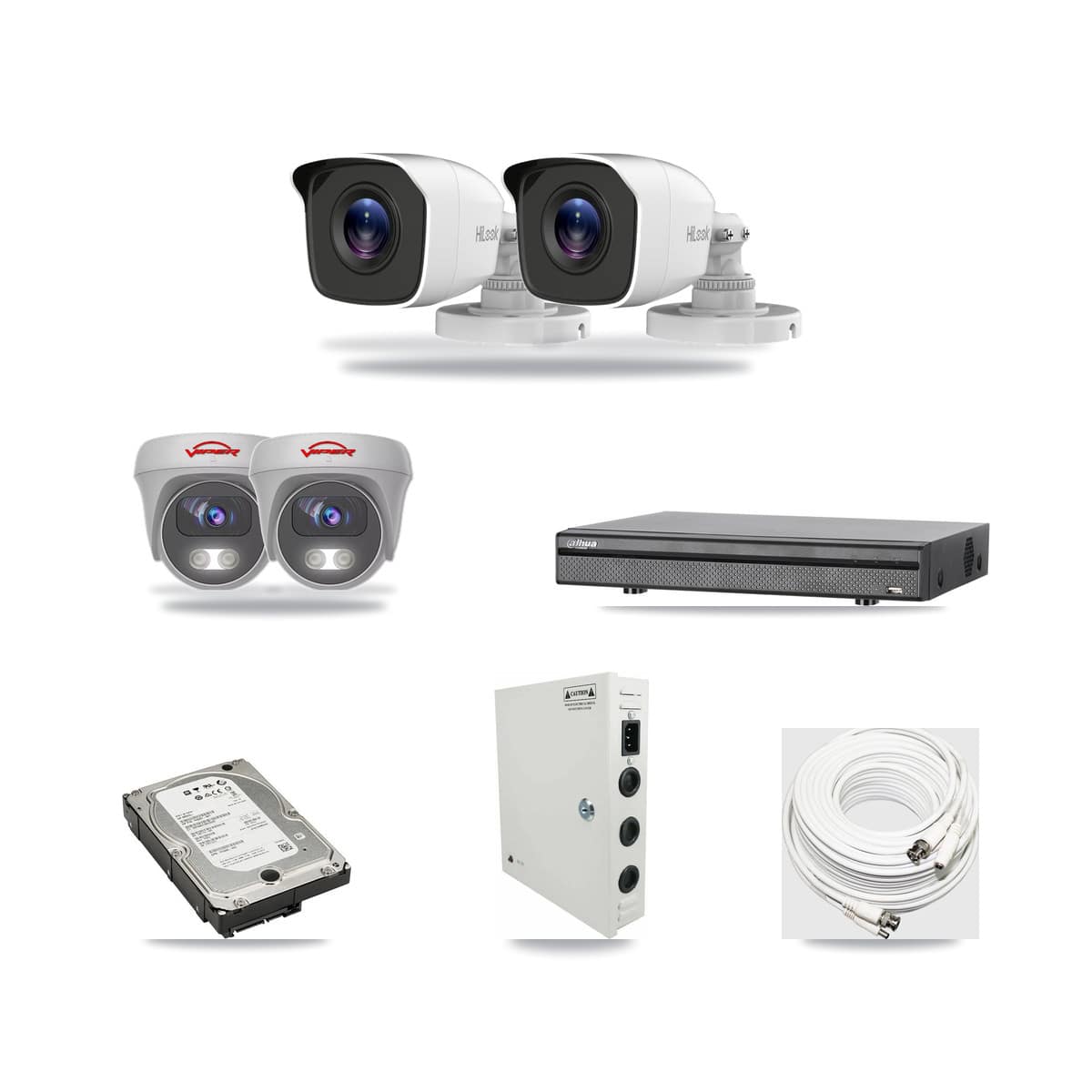 8-Channel 4MP – 5MP CCTV Kit — 2 4MP Bullet + 2 White 5MP Cameras + 5TB Recording (DH-XVR5108H Recorder) - Image 1