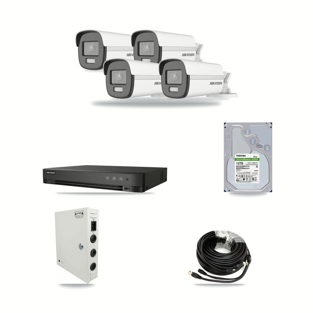 Hikvision 4-Channel 4K CCTV Kit — 4 Bullet Cameras + 10TB Recording - Image 1