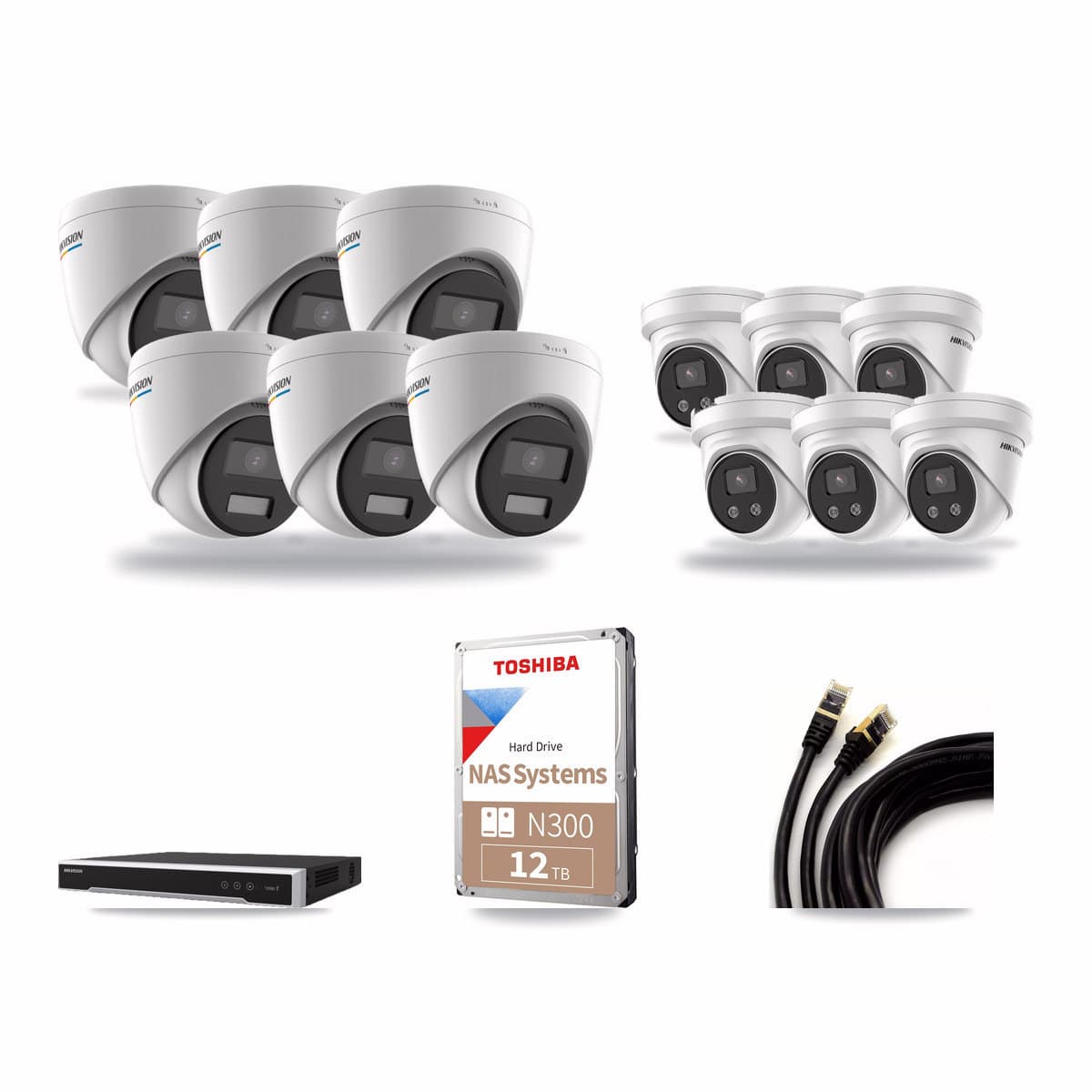 Hikvision 16-Channel 2MP – 5MP CCTV Kit — 6 2MP + 6 5MP Turret Cameras + 12TB Recording - Image 1