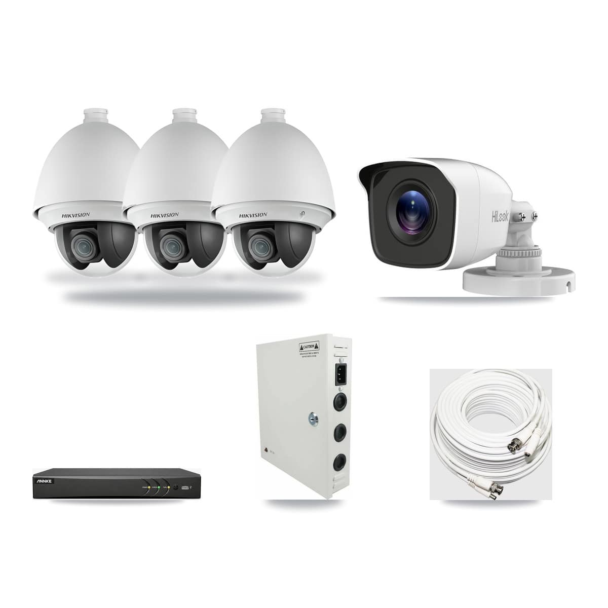 4-Channel 2MP – 4MP CCTV Kit — 3 2MP PTZ + 1 4MP Bullet Cameras + 3TB Recording (AN-DV4-8MP Recorder) - Image 1