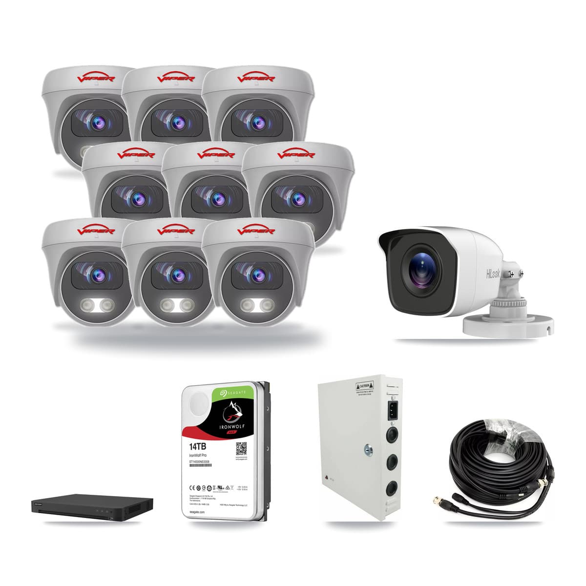 16-Channel 4MP – 5MP CCTV Kit — 1 4MP Bullet + 9 5MP Cameras + 14TB Recording - Image 1