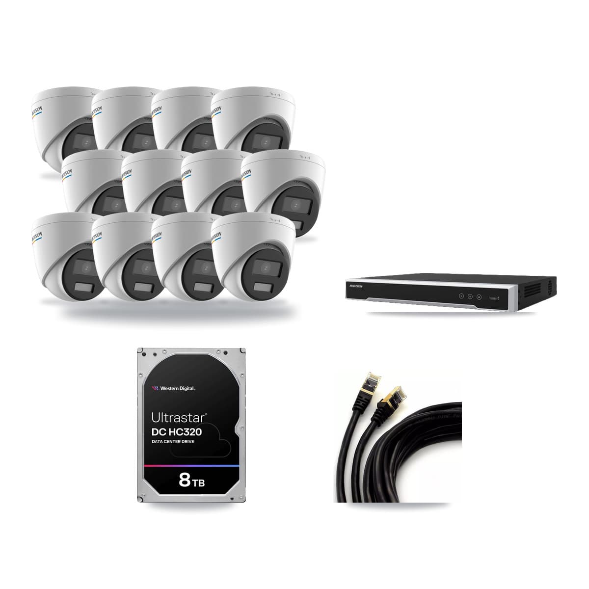 Hikvision 16-Channel 2MP CCTV Kit — 12 Turret Cameras + 8TB Recording - Image 1