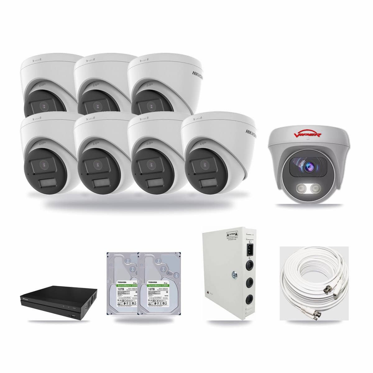 8-Channel 5MP – 4K CCTV Kit — 7 4K Turret + 1 5MP Cameras + 2× 10TB Recording - Image 1