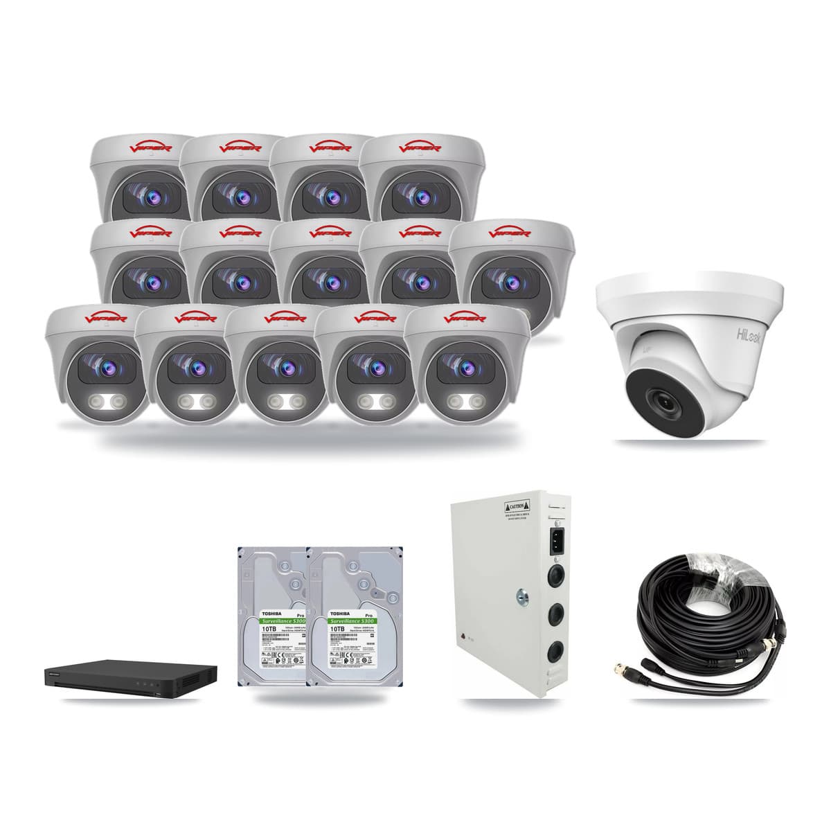 16-Channel 4MP – 5MP CCTV Kit — 1 4MP Turret + 14 5MP Cameras + 2× 10TB Recording - Image 1