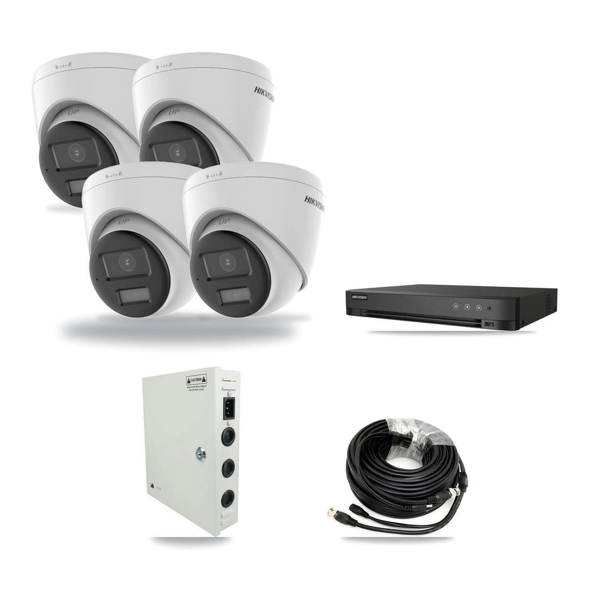 Hikvision 4-channel CCTV kit: 4 cameras (4× 4K Turret), 1TB hard drive