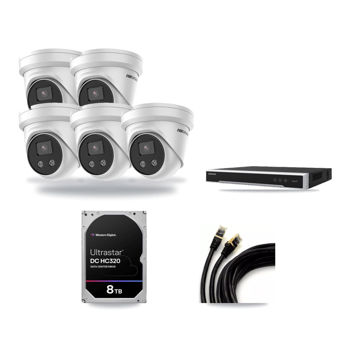 Hikvision 8-Channel 5MP CCTV Kit — 5 Turret + 1 Dome Cameras + 8TB Recording - Image 1