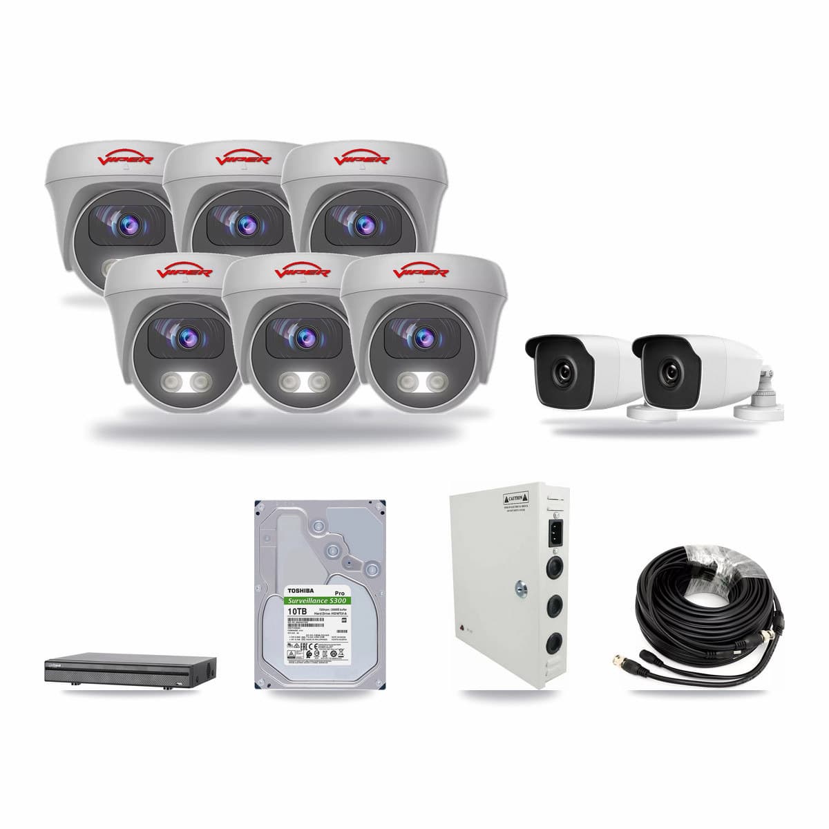 8-Channel 3MP – 5MP CCTV Kit — 2 3MP Bullet + 6 5MP Cameras + 10TB Recording - Image 1