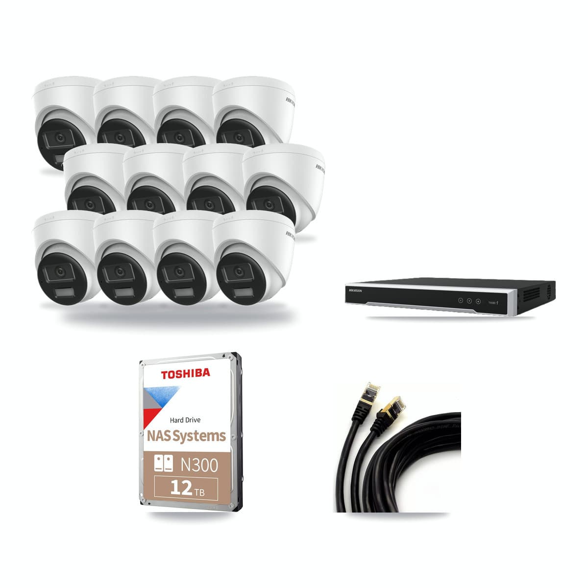 Hikvision 16-Channel 4K CCTV Kit — 12 DS-2CD1383G2 Turret Cameras + 12TB Recording - Image 1