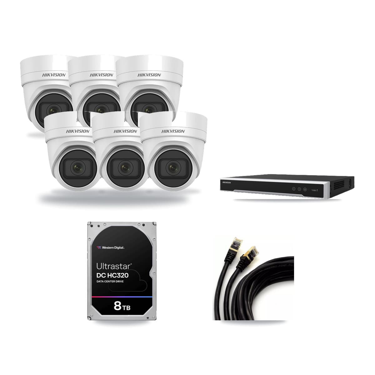 Hikvision 16-Channel 4MP CCTV Kit — 6 DS-2CD2H45FWD Turret Cameras + 8TB Recording - Image 1