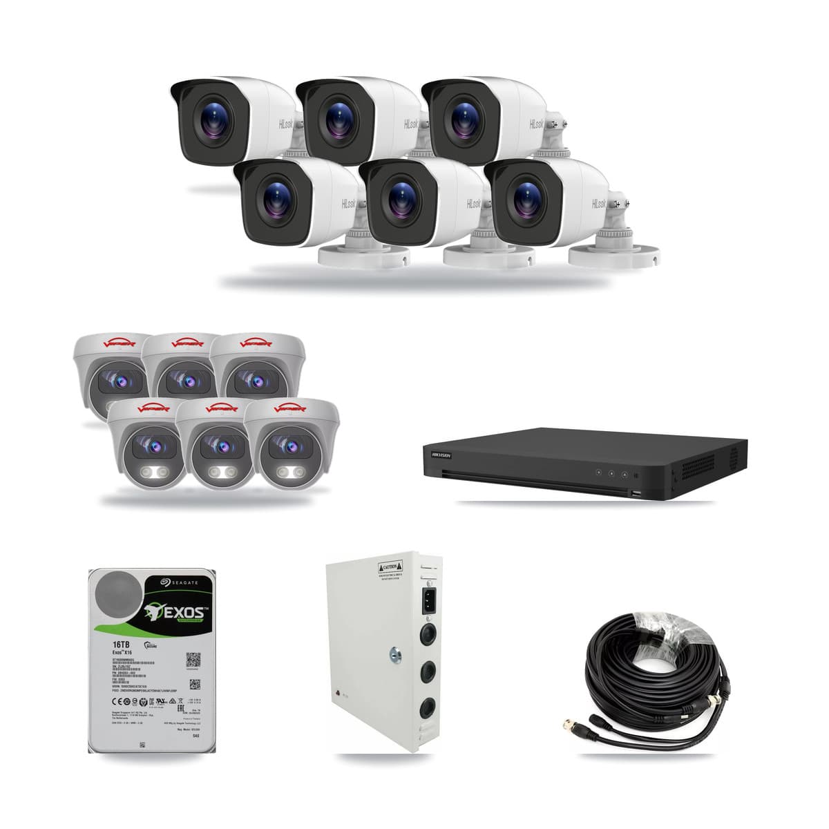 16-Channel 4MP – 5MP CCTV Kit — 6 4MP Bullet + 6 5MP Cameras + 16TB Recording - Image 1