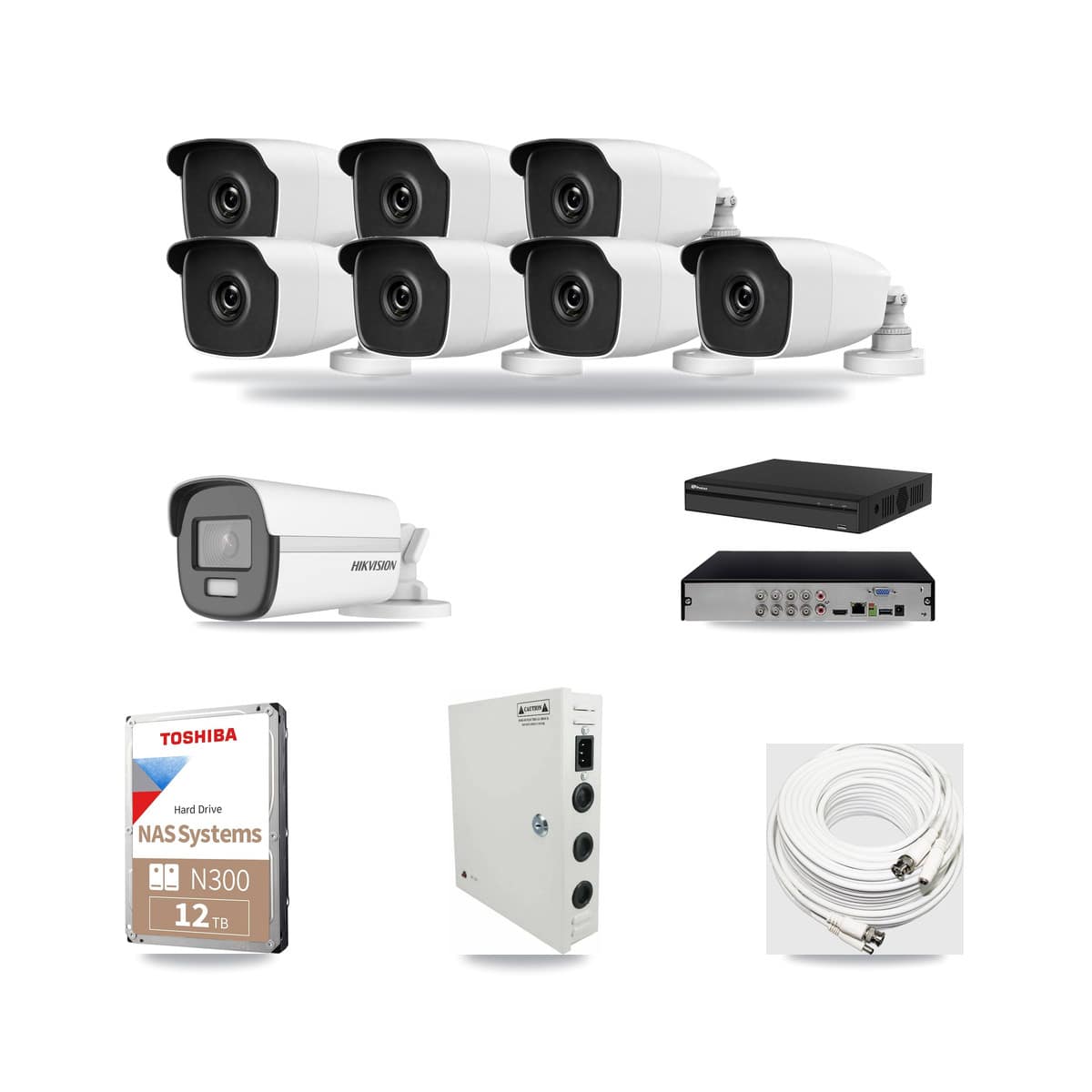 8-Channel 3MP – 4K CCTV Kit — 1 4K + 7 3MP Bullet Cameras + 12TB Recording - Image 1