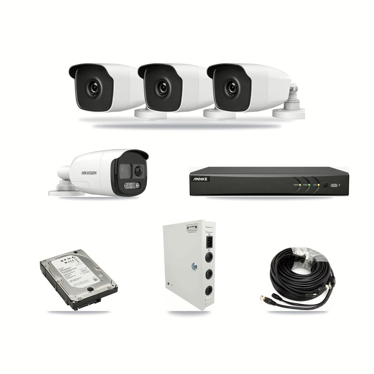 4-Channel 3MP – 5MP CCTV Kit — 1 5MP + 3 3MP Bullet Cameras + 5TB Recording - Image 1