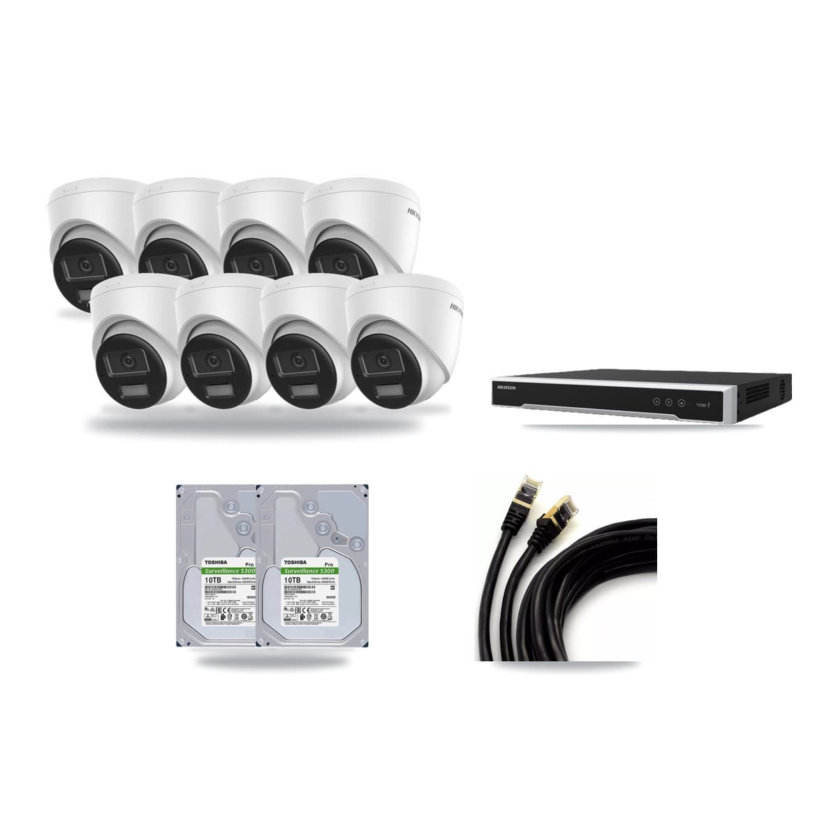 Hikvision 16-Channel 4K CCTV Kit — 8 DS-2CD1383G2 Turret Cameras + 2× 10TB Recording - Image 1