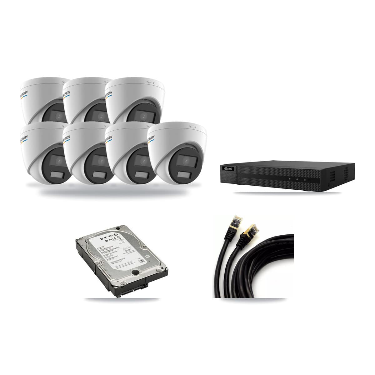Hikvision & HiLook 8-Channel 2MP CCTV Kit — 7 Turret Cameras + 5TB Recording - Image 1