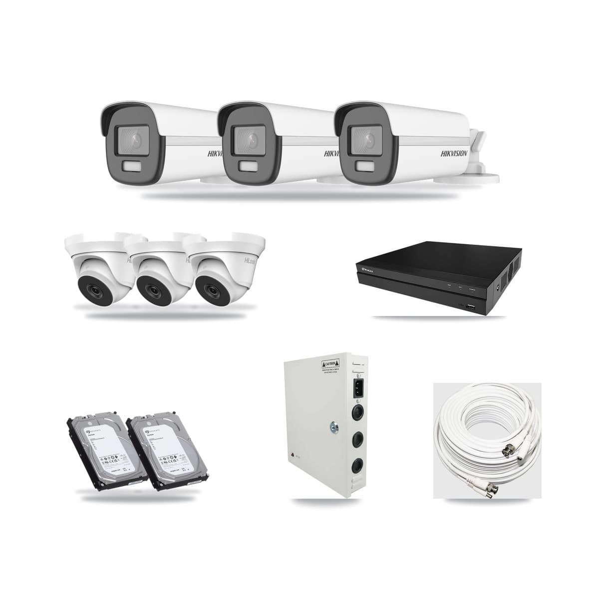 8-Channel 4MP – 4K CCTV Kit — 3 4K Bullet + 3 4MP Turret Cameras + 2× 6TB Recording - Image 1