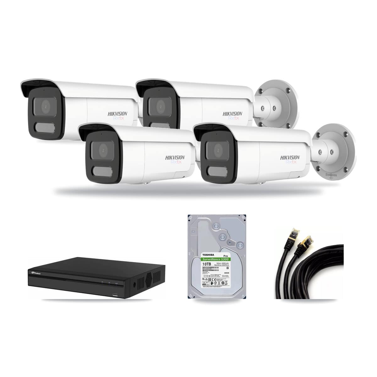 Prolux 4-channel CCTV kit: 4 cameras (4× 4K Bullet), 10TB hard drive