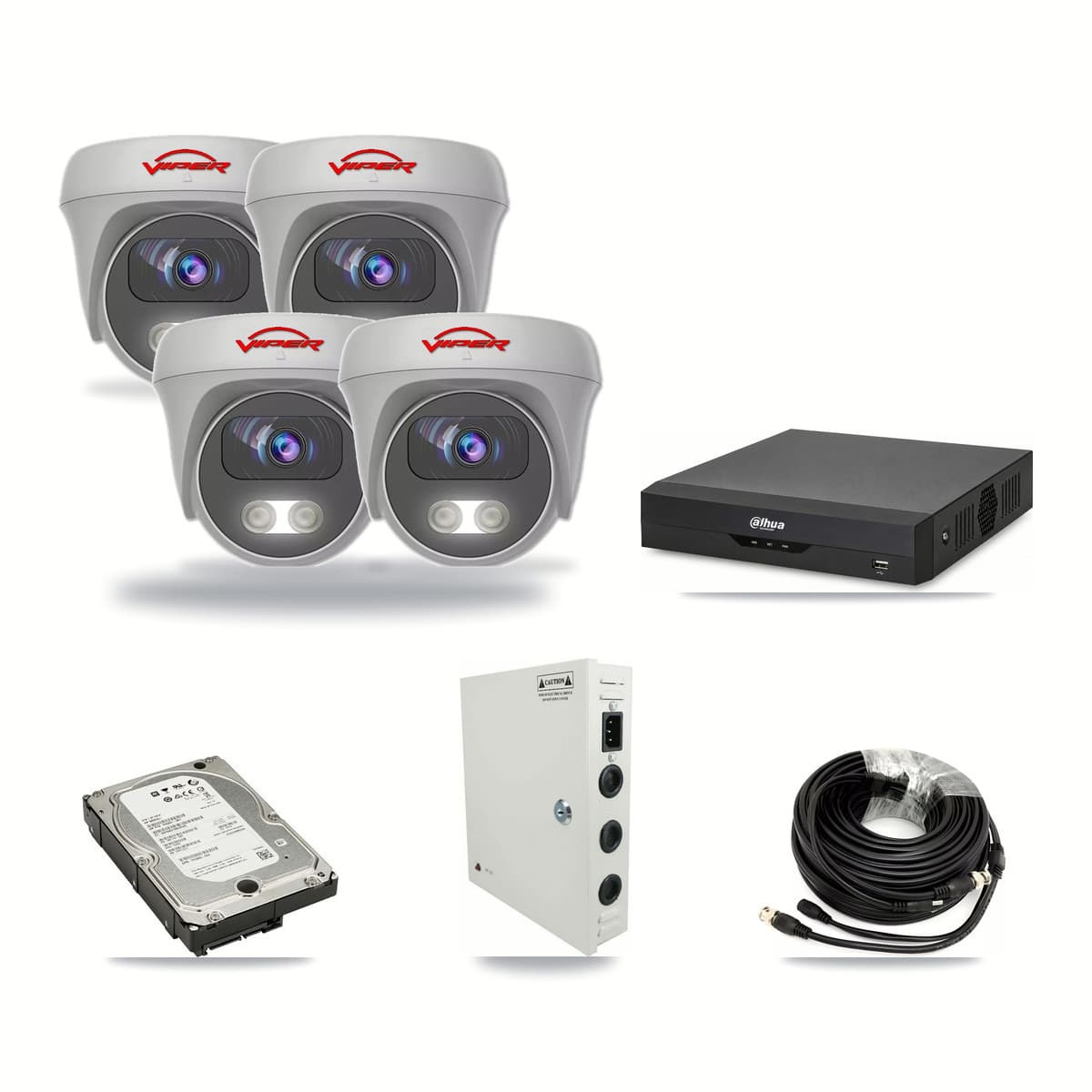 Viper & Dahua 4-Channel 5MP CCTV Kit — 4 Cameras + 5TB Recording - Image 1