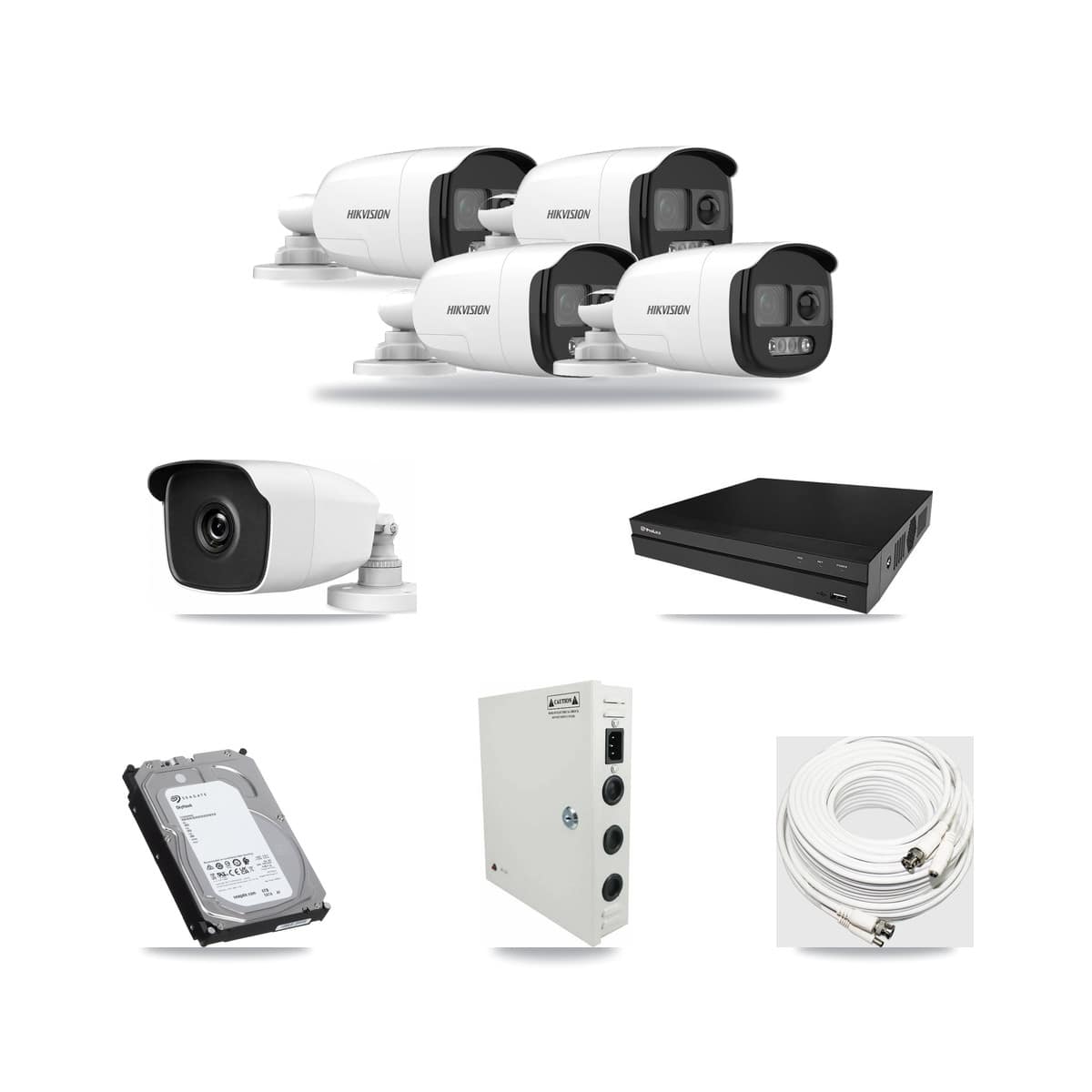 8-Channel 3MP – 5MP CCTV Kit — 4 5MP + 1 3MP Bullet Cameras + 6TB Recording (PXD-5208AN Recorder) - Image 1