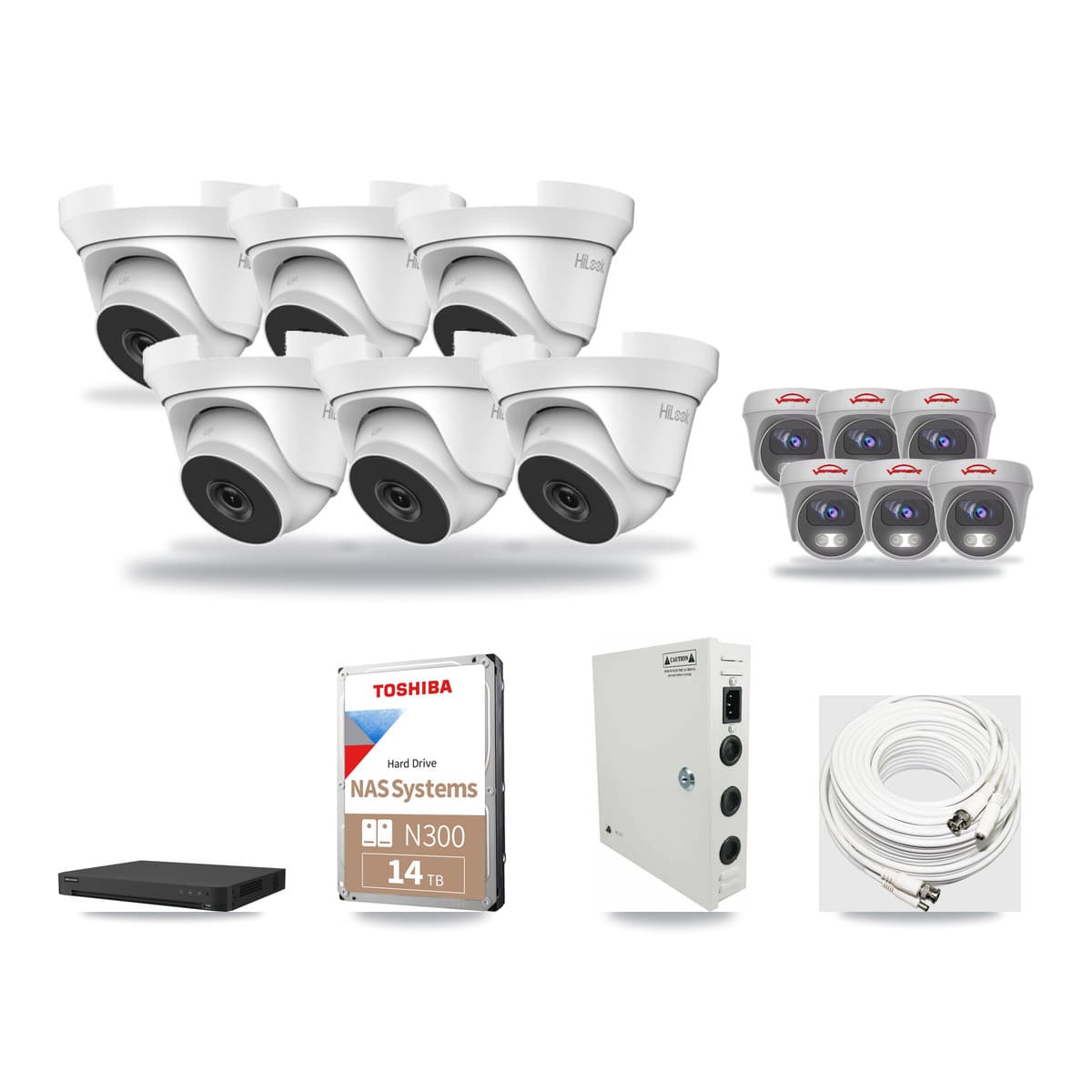 16-Channel 4MP – 5MP CCTV Kit — 6 4MP Turret + 6 5MP Cameras + 14TB Recording - Image 1