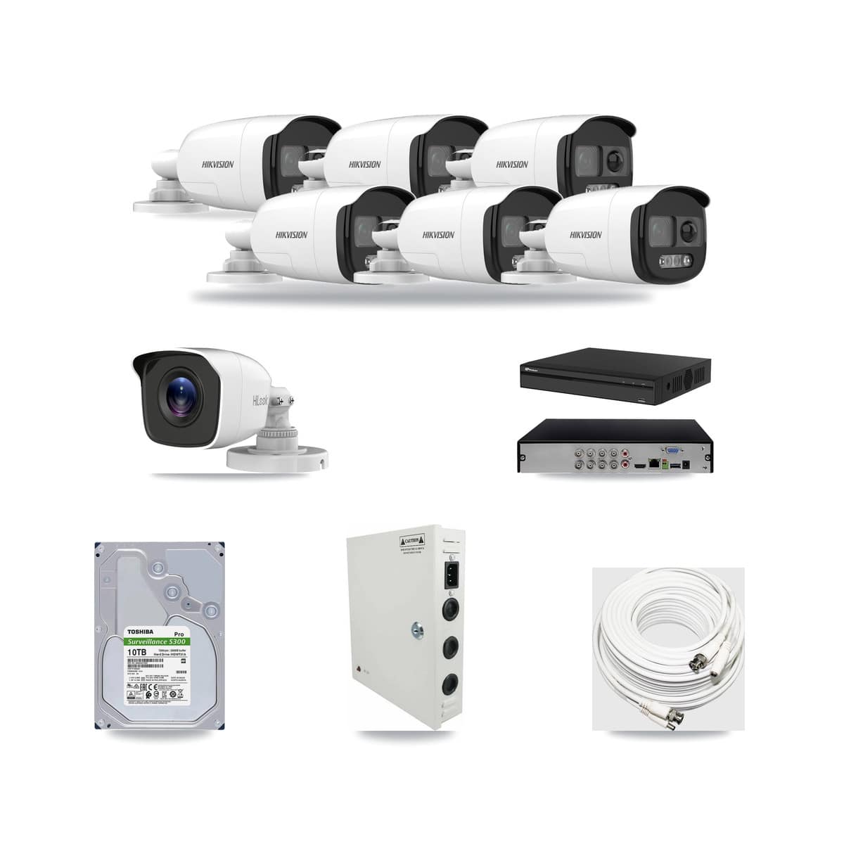 8-Channel 4MP – 5MP CCTV Kit — 6 5MP + 1 4MP Bullet Cameras + 10TB Recording (PXD-5108HS Recorder) - Image 1