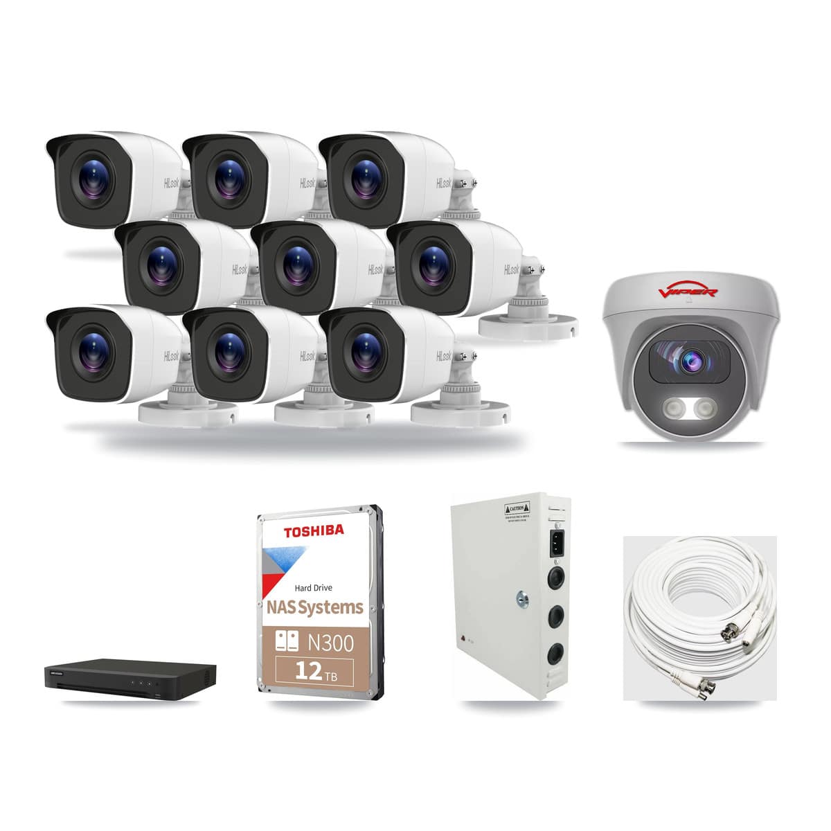 16-Channel 4MP – 5MP CCTV Kit — 9 4MP Bullet + 1 5MP Cameras + 12TB Recording - Image 1