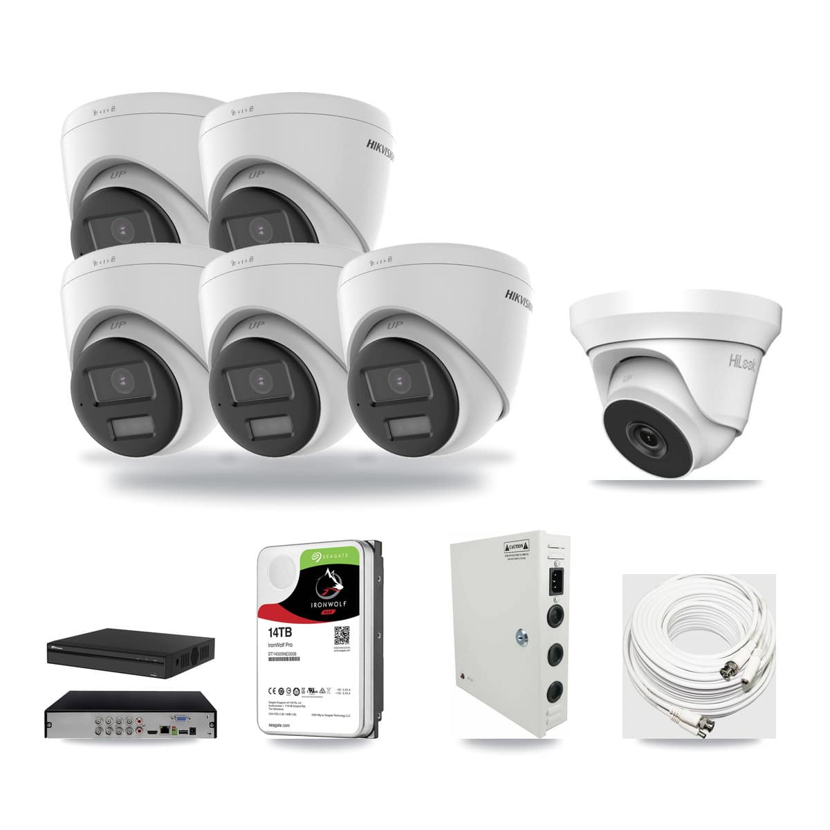 8-Channel 4MP – 4K CCTV Kit — 5 4K + 1 4MP Turret Cameras + 14TB Recording - Image 1