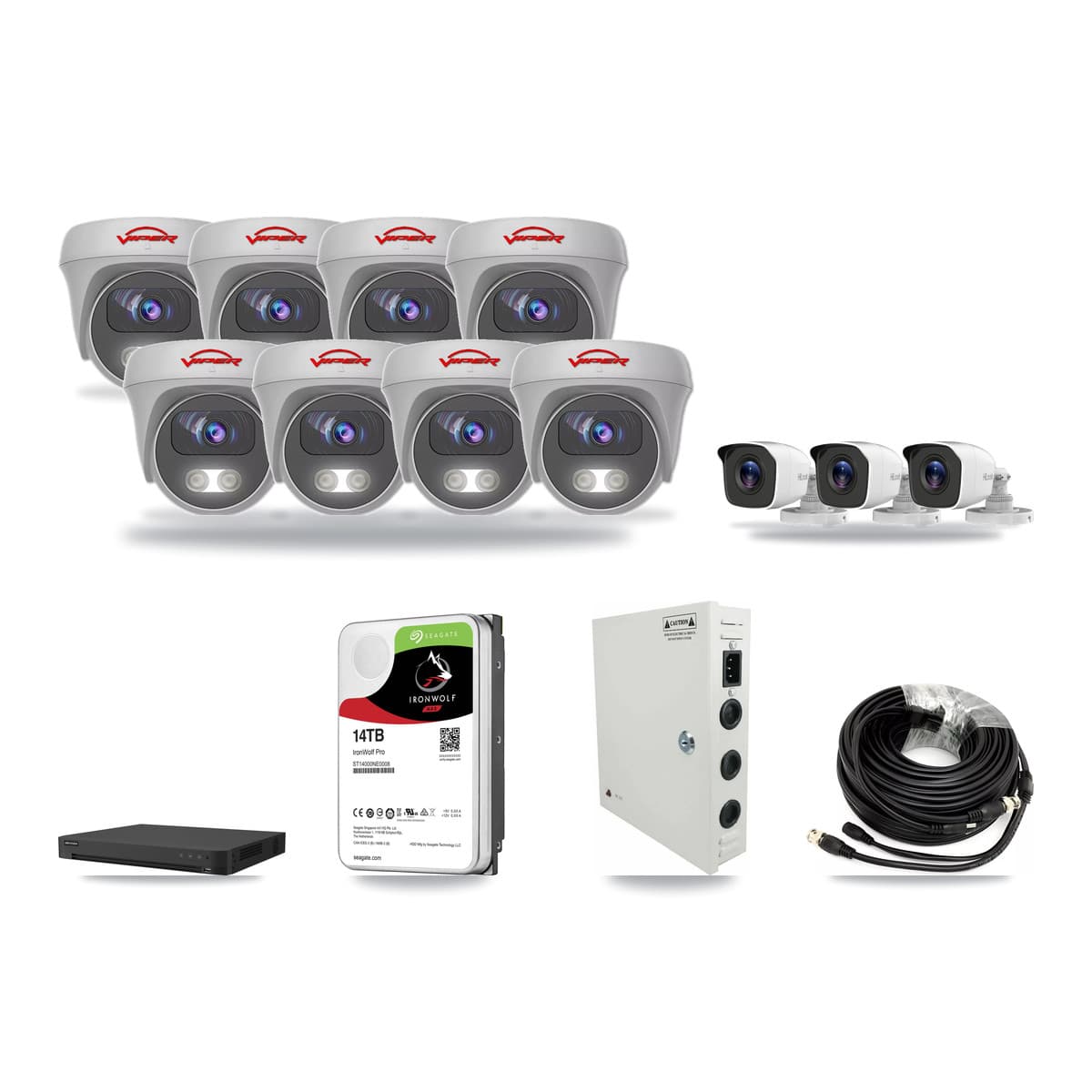 16-Channel 4MP – 5MP CCTV Kit — 3 4MP Bullet + 8 5MP Cameras + 14TB Recording - Image 1