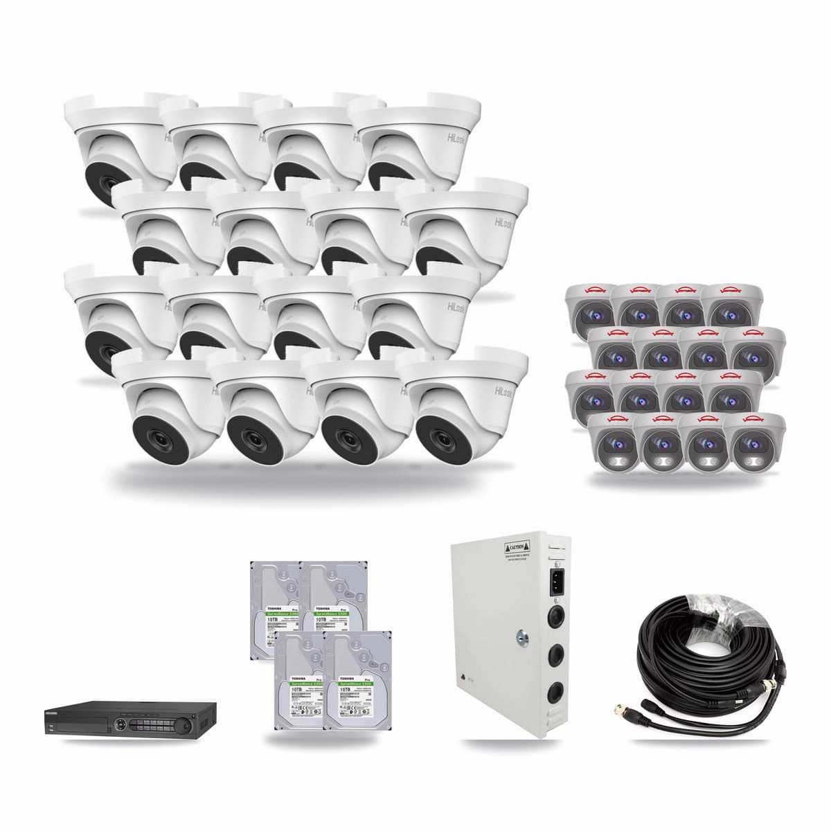 32-Channel 4MP – 5MP CCTV Kit — 16 4MP Turret + 16 5MP Cameras + 4× 10TB Recording - Image 1