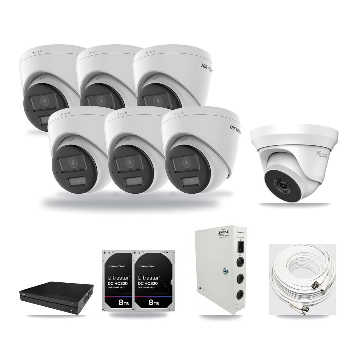 8-Channel 4MP – 4K CCTV Kit — 6 4K + 1 4MP Turret Cameras + 2× 8TB Recording - Image 1