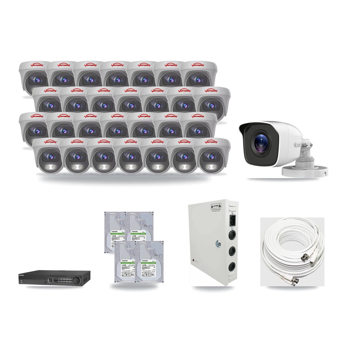 32-Channel 4MP – 5MP CCTV Kit — 1 4MP Bullet + 28 5MP Cameras + 4× 10TB Recording - Image 1