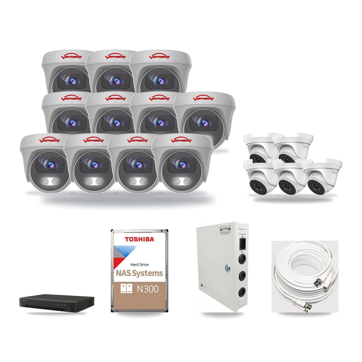16-Channel 4MP – 5MP CCTV Kit — 5 4MP Turret + 11 5MP Cameras + 18TB Recording - Image 1
