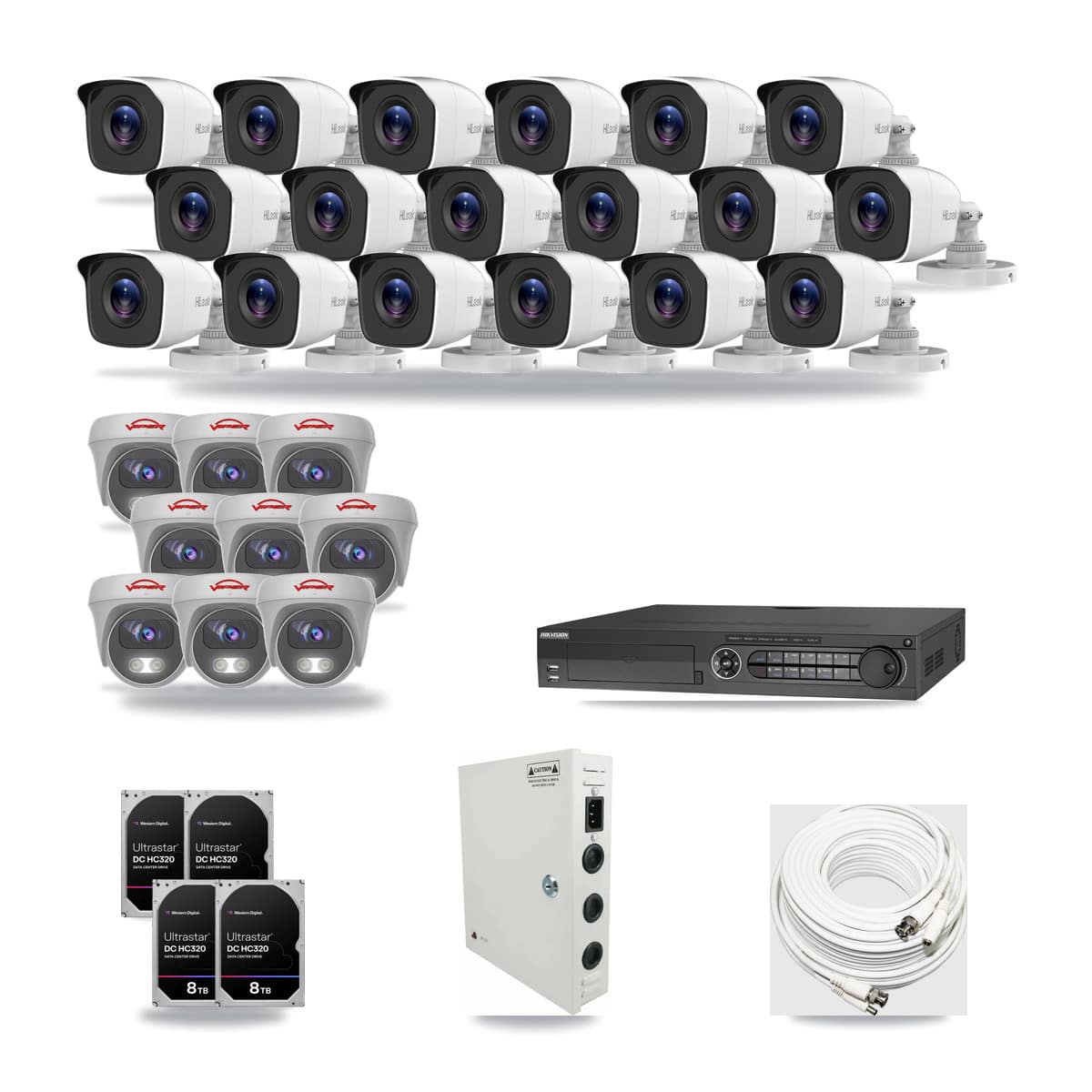 32-Channel 4MP – 5MP CCTV Kit — 18 4MP Bullet + 9 5MP Cameras + 4× 8TB Recording - Image 1